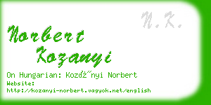 norbert kozanyi business card